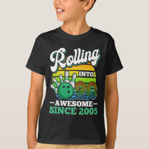 Bowling Birthday Party Rolling Into 20 Years 20th T-Shirt