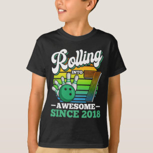 Bowling Birthday Party Rolling Into 7 Years Boy 7t T-Shirt