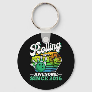 Bowling Birthday Party Rolling Into 9 Years Boy 9t Key Ring