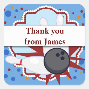 Bowling birthday party thankyou sticker
