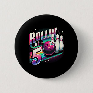 Bowling Birthday Rollin Into 5 Party 5th Birthday  6 Cm Round Badge