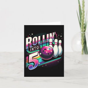 Bowling Birthday Rollin Into 5 Party 5th Birthday Card