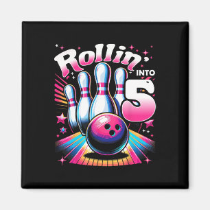 Bowling Birthday Rollin Into 5 Party 5th Birthday Magnet