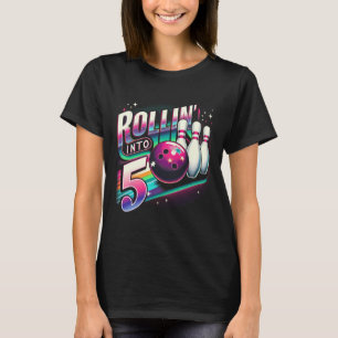 Bowling Birthday Rollin Into 5 Party 5th Birthday  T-Shirt
