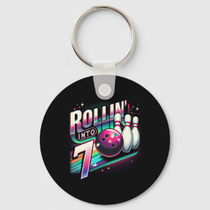 Bowling Birthday Rollin Into 7 Party 7th Birthday Key Ring