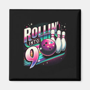 Bowling Birthday Rollin Into 9 Party 9th Birthday Magnet