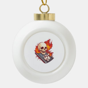 Bowling Bones � Funny Sports Skull Ceramic Ball Christmas Ornament