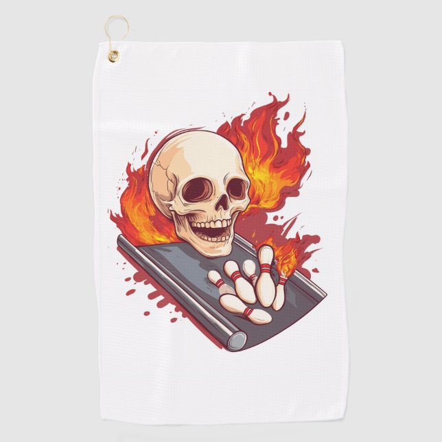 Bowling Bones � Funny Sports Skull Golf Towel (Front)