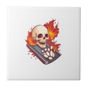 Bowling Bones � Funny Sports Skull Tile