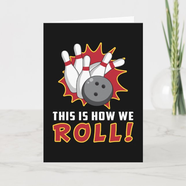 Bowling Bowler Strike Sport Team Bowl Funny Gift Card (Front)