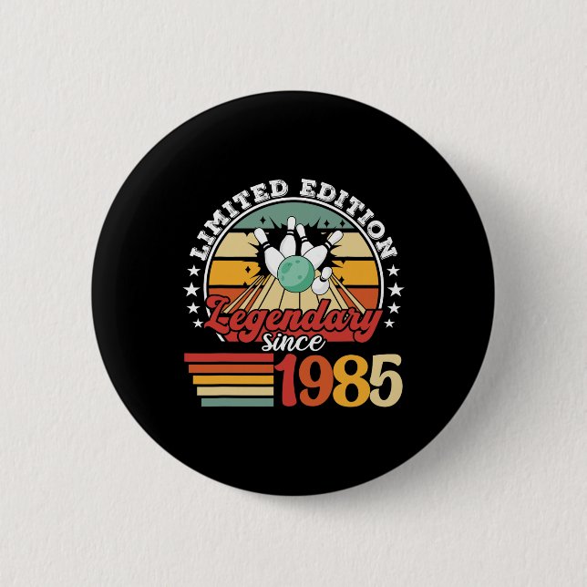 Bowling Bowling Birthday 1985 Bowling Byll Birthda 6 Cm Round Badge (Front)