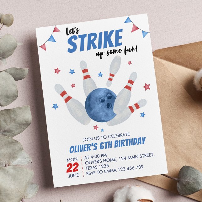 Bowling Boy Birthday Invitation Strike Up Some Fun (Creator Uploaded)
