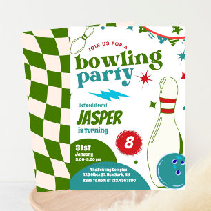 Bowling Boy Birthday Party   Strike Up Some Fun  Invitation
