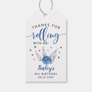 Bowling Boy Birthday Party Thanks For Rolling Gift Tags