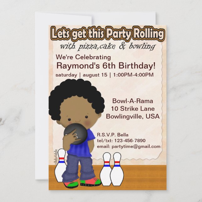 Bowling Boy Party Invite (Front)