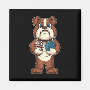 Bowling Bulldog Mascot Dog Lover Bowler Gift  Magnet