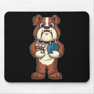 Bowling Bulldog Mascot Dog Lover Bowler Gift Mouse Pad