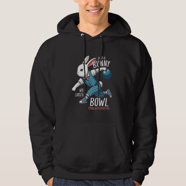 Bowling Bunny Rabbit Bowler Hoodie (Front)