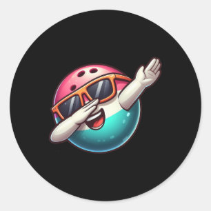 Bowling Byll Dabbing Sungles Bowler Player Kids Bo Classic Round Sticker