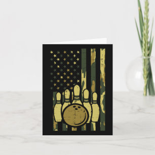 Bowling Camo American Flag Patriotic Bowler Women  Card