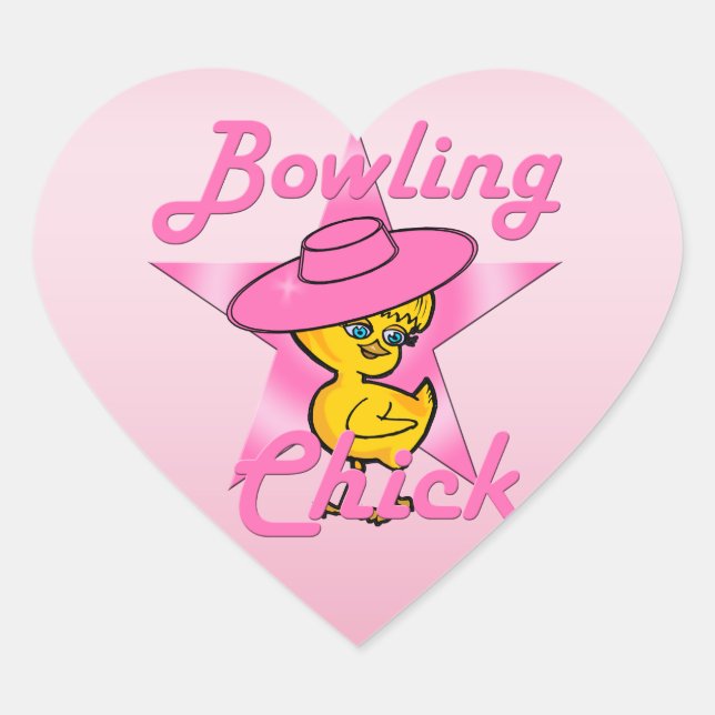 Bowling Chick #8 Heart Sticker (Front)