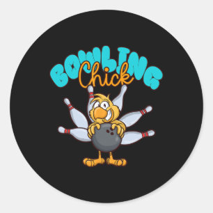 Bowling Chick Classic Round Sticker