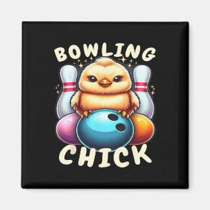 Bowling Chick-en Ten Pin Funny Women's Bowling Magnet
