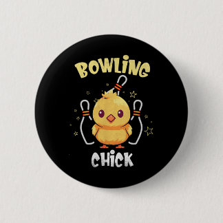 Bowling Chick Funny Chicken Athlete Bowler Men Wom 6 Cm Round Badge