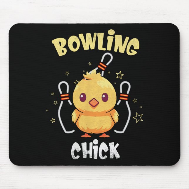 Bowling Chick Funny Chicken Athlete Bowler Men Wom Mouse Pad (Front)