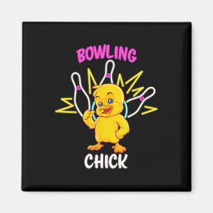 Bowling Chick Funny Chicken Sports Athlete Magnet