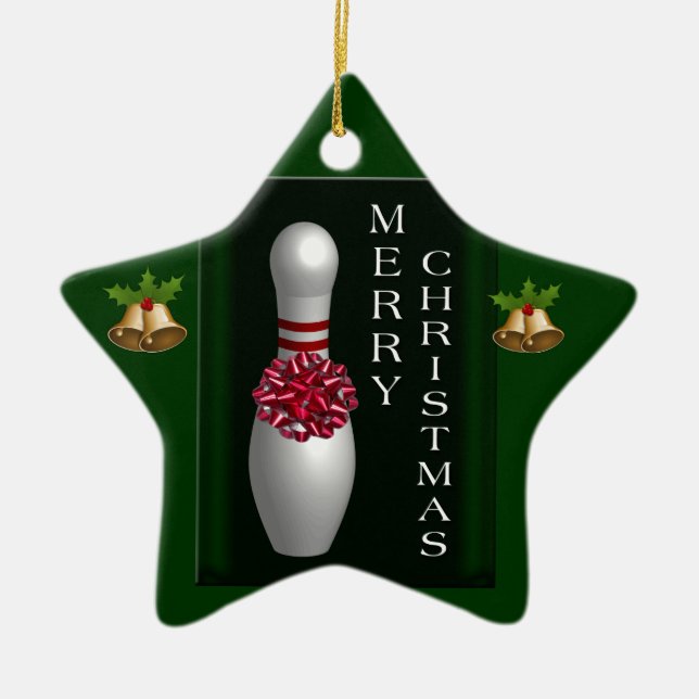 Bowling Christmas Ceramic Tree Decoration (Front)