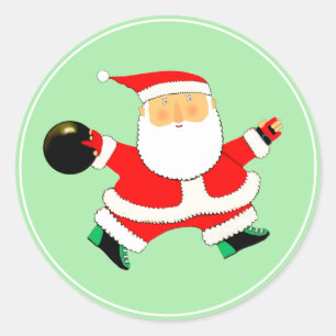 Bowling Christmas Holiday Classic Round Sticker