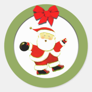 Bowling Christmas Holiday Classic Round Sticker