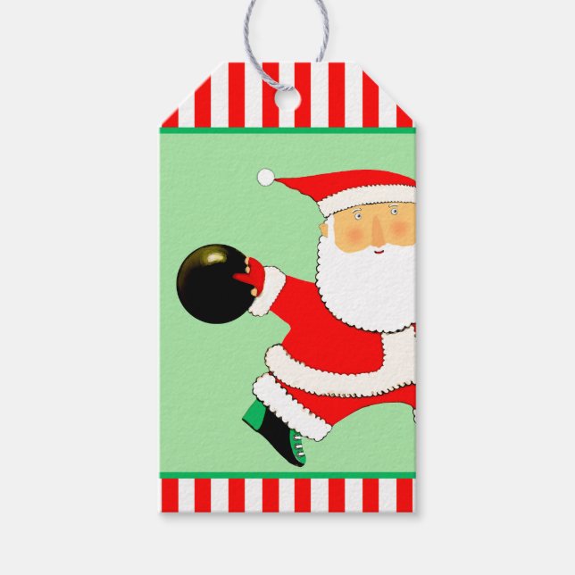 Bowling Christmas Holiday Gift Tags (Front)