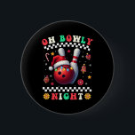 Bowling Christmas Oh Bowly Night Santa Hat Christm 6 Cm Round Badge<br><div class="desc">Bowling Christmas Oh Bowly Night Santa Hat Christmas Lights</div>