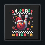 Bowling Christmas Oh Bowly Night Santa Hat Christm Magnet<br><div class="desc">Bowling Christmas Oh Bowly Night Santa Hat Christmas Lights</div>
