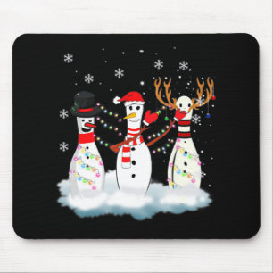 Bowling Christmas Pajama Lights Reindeer Santa Fun Mouse Pad