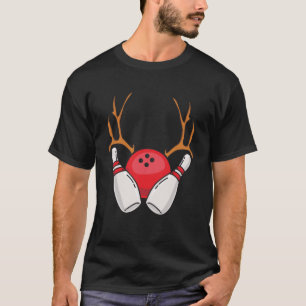 Bowling Christmas Santa Hat Xmas Lights T-Shirt