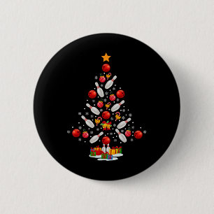 Bowling Christmas Tree Funny Bowling Lovers Novelt 6 Cm Round Badge
