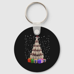Bowling Christmas Tree Funny Xmas Matching Family Key Ring