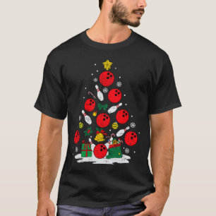 Bowling Christmas Tree Lights Xmas Bowler Sport Me T-Shirt