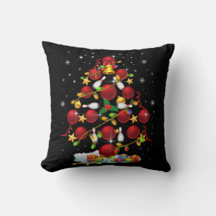 Bowling Christmas Tree Lights Xmas Fun Gifts Cushion