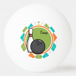 Bowling; Colourful Argyle Pattern Ping Pong Ball