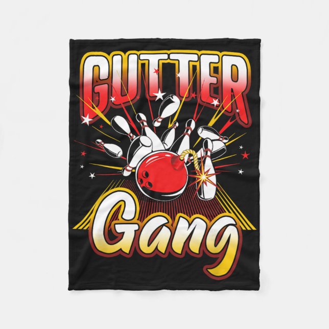 Bowling Cool Gutter Gang Bowlers 10 Pin  Fleece Blanket (Front)