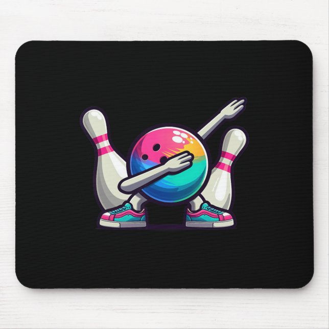 Bowling Dab Bowler Bowling Ll Player Pin Kids Boys Mouse Pad (Front)