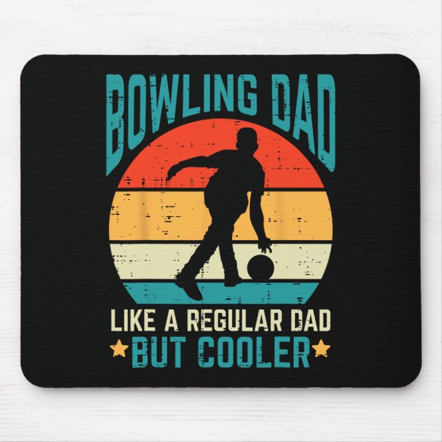Bowling Dad Cooler Retro Fathers Day Bowler Daddy  Mouse Pad (Front)