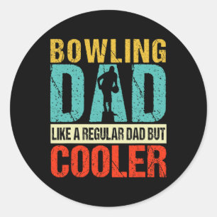 Bowling Dad Funny Bowlers Spare Bowling Pin Strike Classic Round Sticker