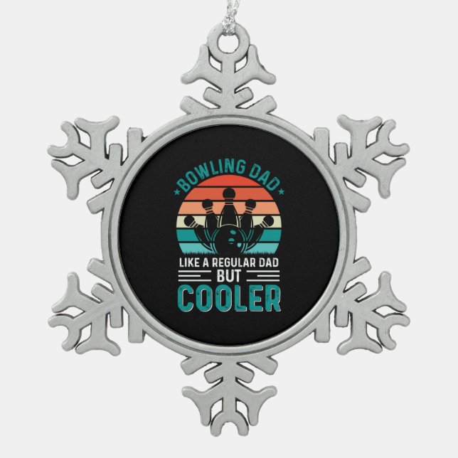 Bowling Dad Snowflake Pewter Christmas Ornament (Front)