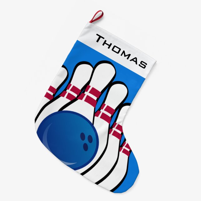 Bowling Design Large Christmas Stocking (Front (Hanging))