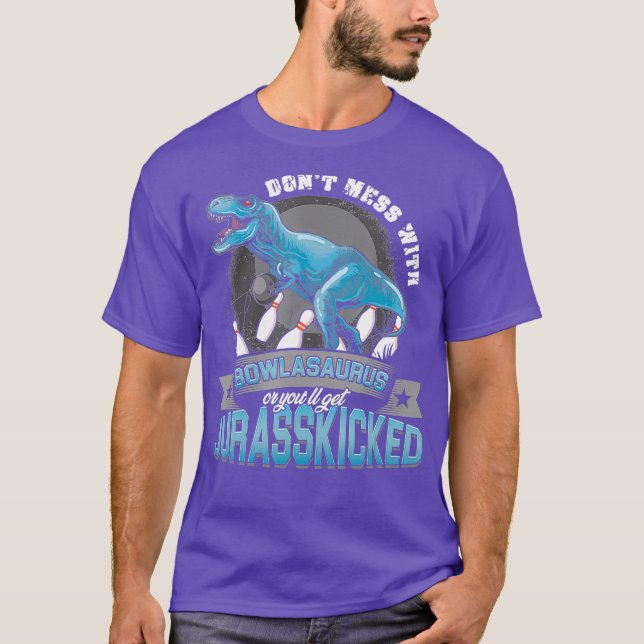 Bowling Dinosaur Bowler Bowling Ball Bowling T-Shirt (Front)